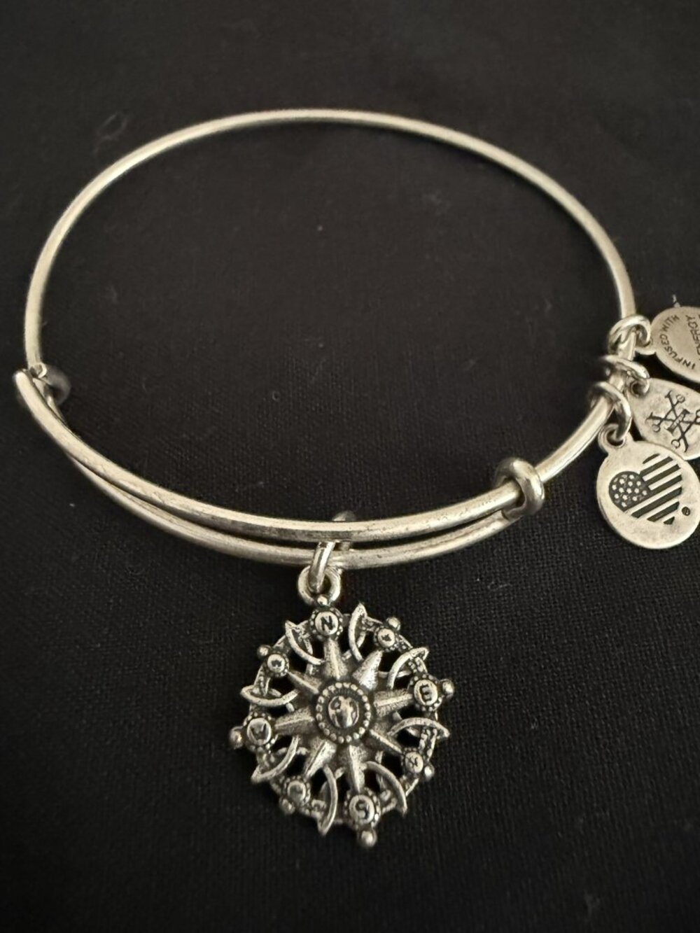 Alex And Ani Starfish American Flag Heart Silver Tone Bracelet